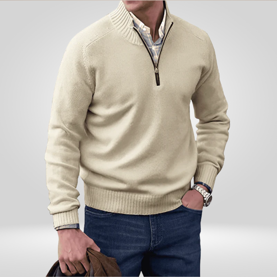Herren Strickpullover Mit Reißverschluss Vorderteil