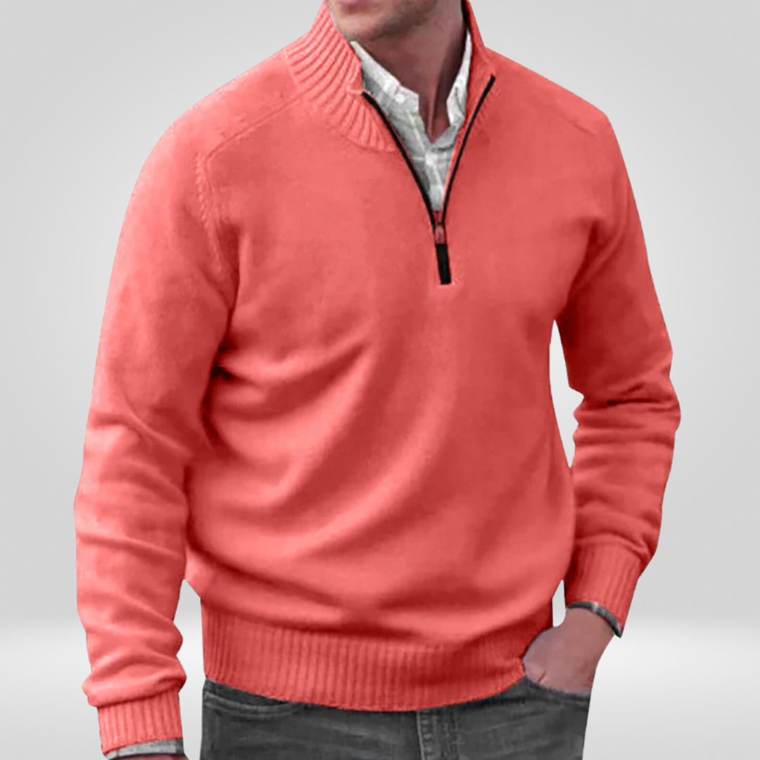 Herren Strickpullover Mit Reißverschluss Vorderteil