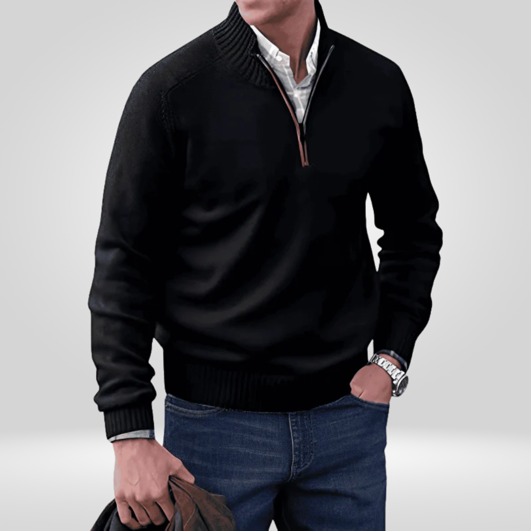 Herren Strickpullover Mit Reißverschluss Vorderteil