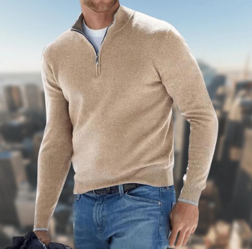 Herren Pullover Langarm VierTEL Reißverschluss