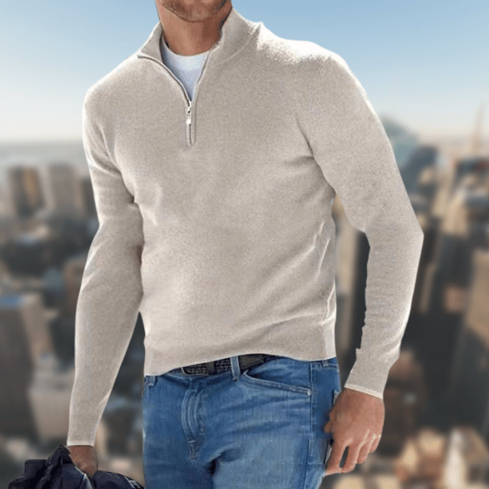 Herren Pullover Langarm VierTEL Reißverschluss