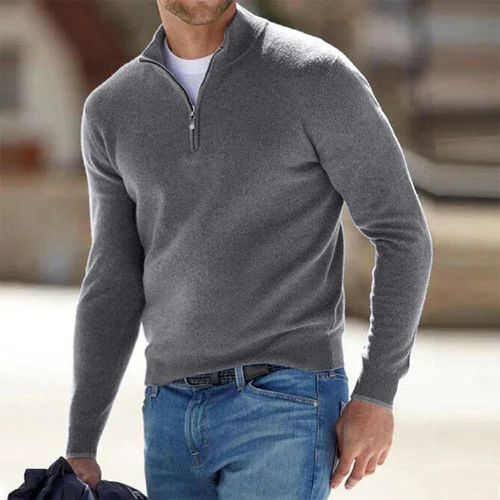 Herren Pullover Langarm VierTEL Reißverschluss - IdealeKleiden