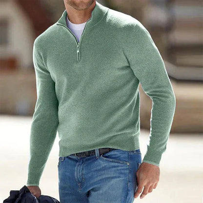 Herren Pullover Langarm VierTEL Reißverschluss