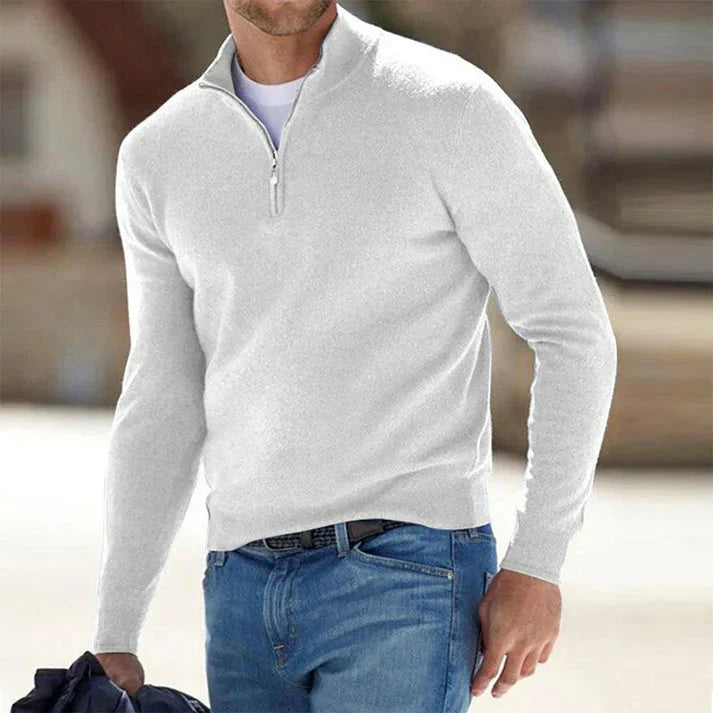 Herren Pullover Langarm VierTEL Reißverschluss
