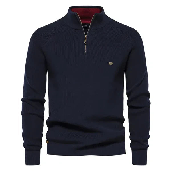Herren Strickpullover Warm Baumwolle Quarter Zip