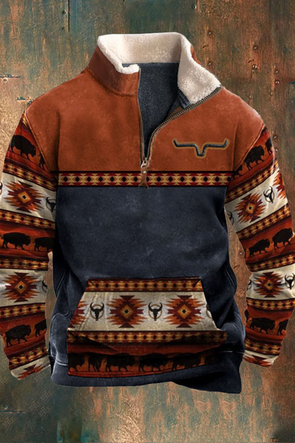 Herren Fleece Pullover Warm Känguratasche