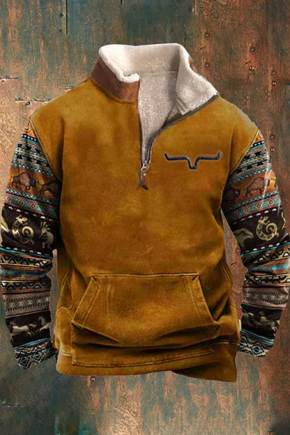 Herren Fleece Pullover Warm Känguratasche