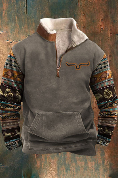Herren Fleece Pullover Warm Känguratasche