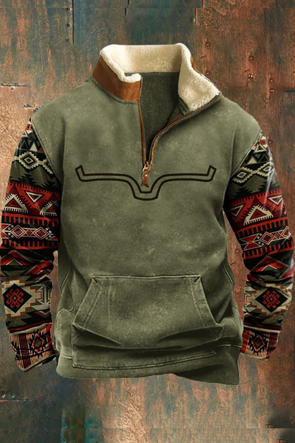 Herren Fleece Pullover Warm Känguratasche
