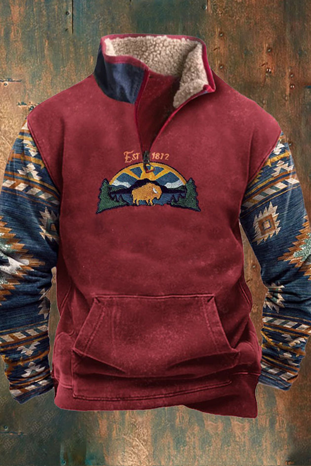 Herren Fleece Pullover Warm Känguratasche