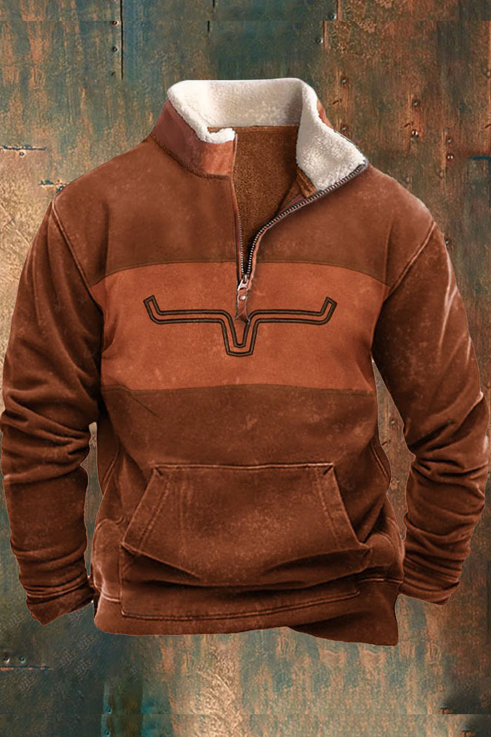 Herren Fleece Pullover Warm Känguratasche