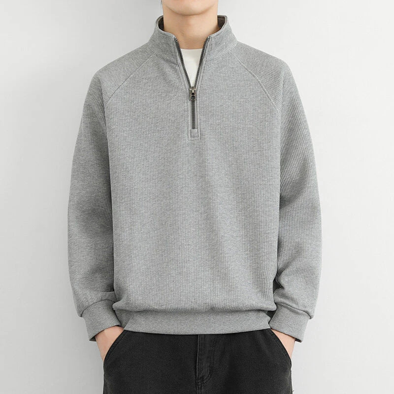 Gerippter Quarter-Zip Pullover Männer Casual