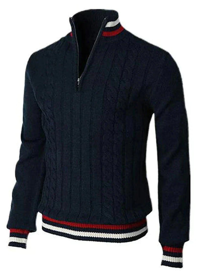 Herren Zopfstrick Pullover Stehkragen