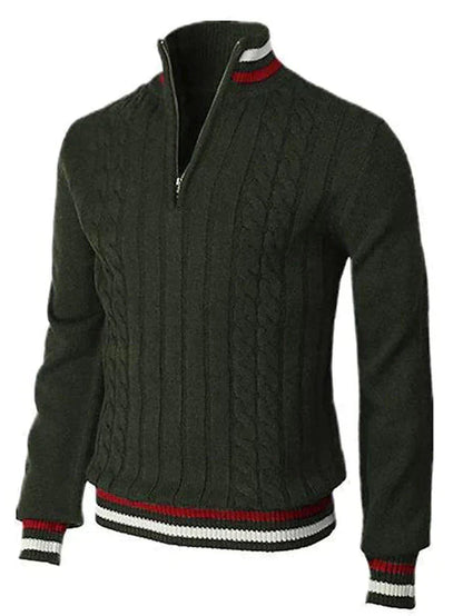 Herren Zopfstrick Pullover Stehkragen