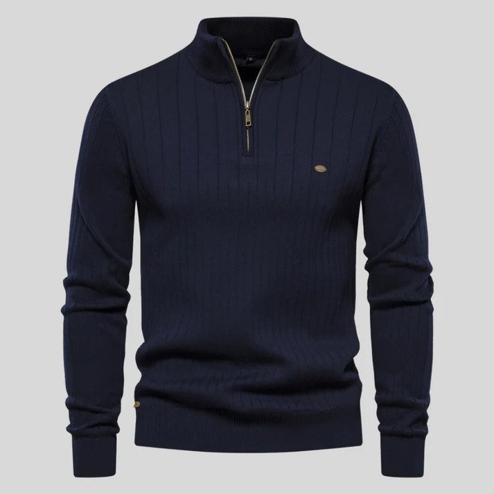 Herren Strickpullover Langarm Stehkragen