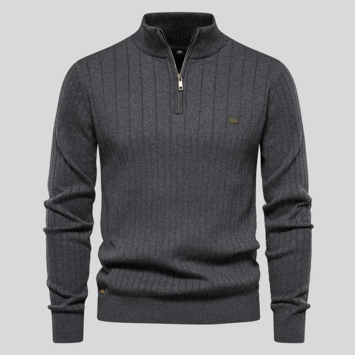 Herren Strickpullover Langarm Stehkragen