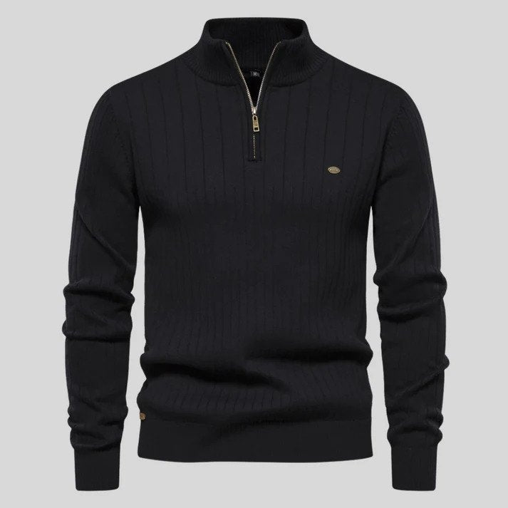 Herren Strickpullover Langarm Stehkragen