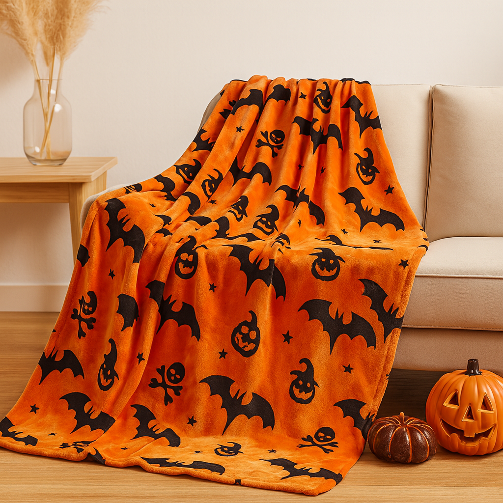 Gruselige Halloween-Decke Totenkopf-Design