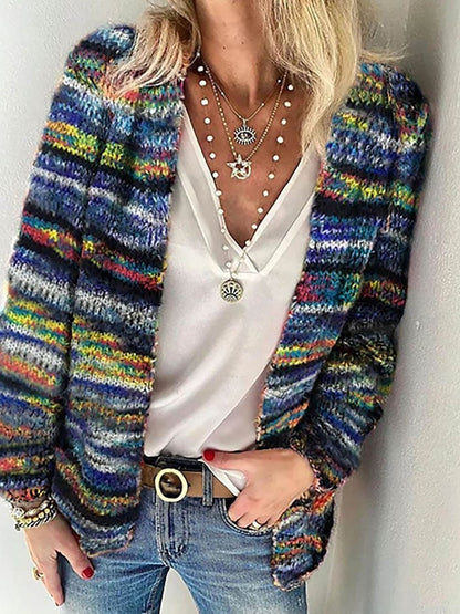 Handgefertigte Damenstrickjacke Bunt Elegant