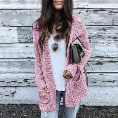 Damen Strickcardigan Langärmlig Mit Taschen - IdealeKleiden