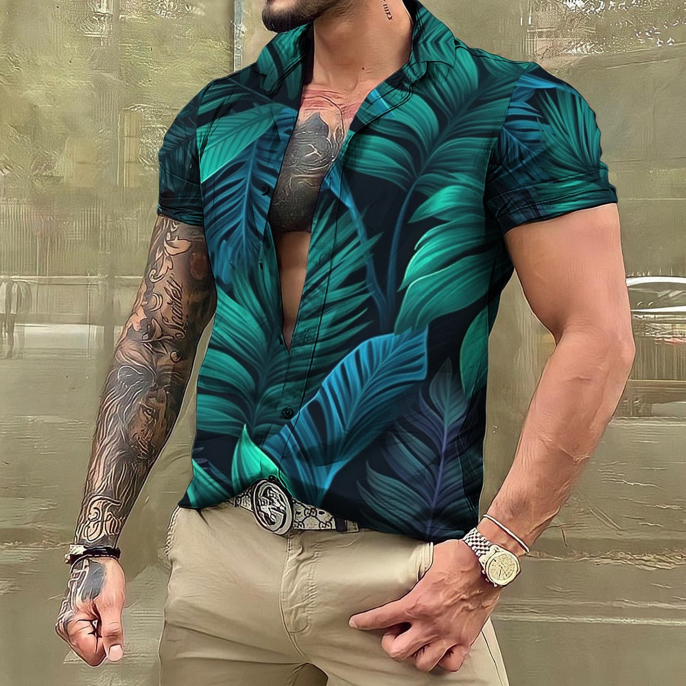 Hawaiihemd Kurzarm Bedruckt Herren