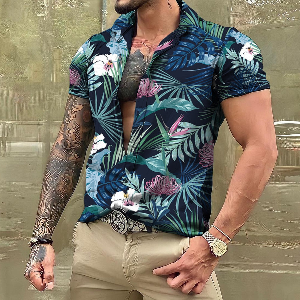 Hawaiihemd Kurzarm Bedruckt Herren
