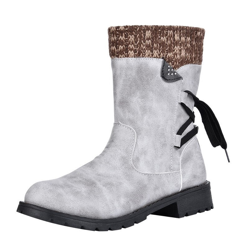 Stylische Stiefel Frauen Retro Design Metall Schnalle