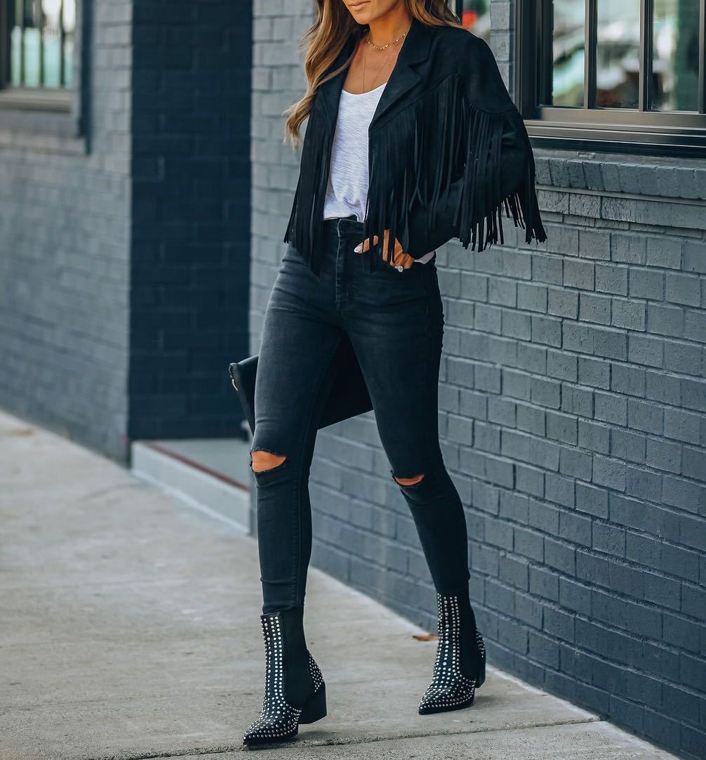 Stylische Westernjacke Damen Fransen Look