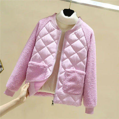 Frauen Steppjacke Weich Gerippt mit Taschen