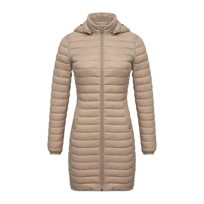 Schmale Winterjacke Reißverschluss Kapuze Baumwolle