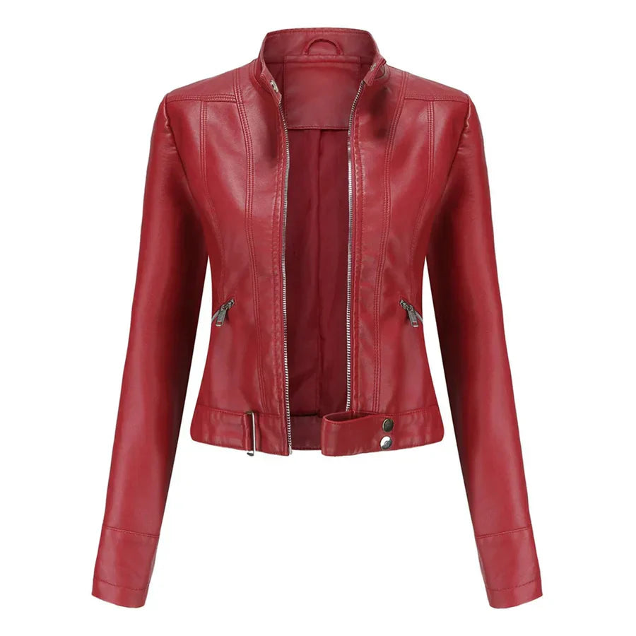 Elegante Damen Jacke Vegan Leder Stil