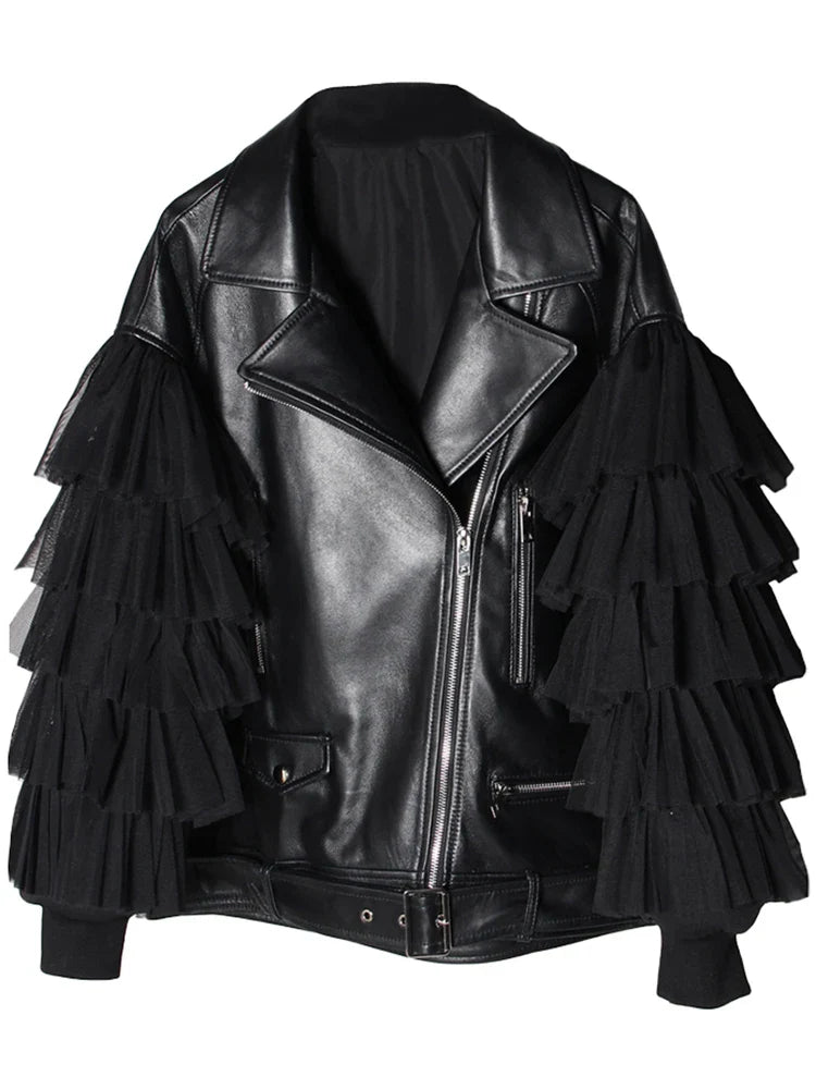 Feuerrote Lederjacke Damen