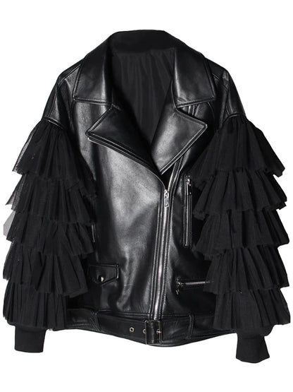 Feuerrote Lederjacke Damen