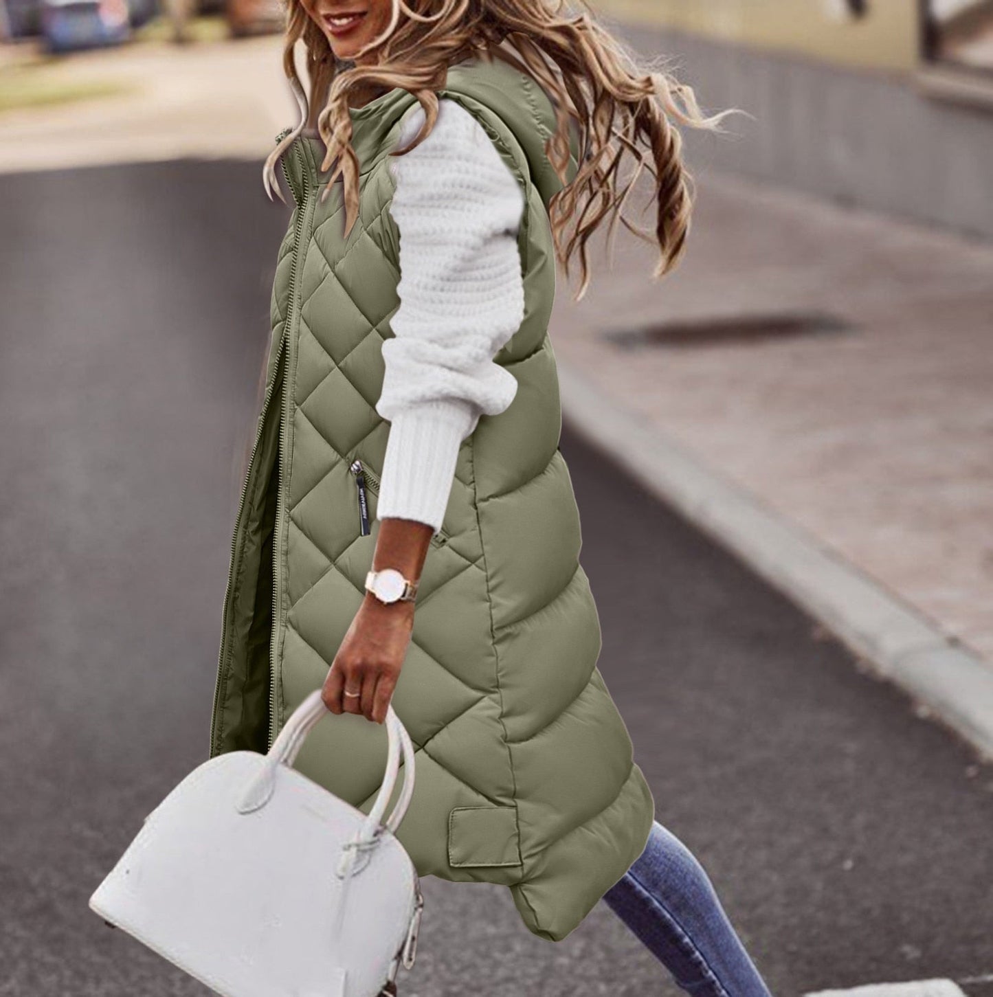 Damen Lang Bodywarmer Warm & Stylisch