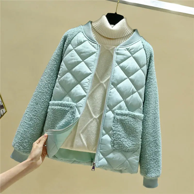 Frauen Steppjacke Weich Gerippt mit Taschen