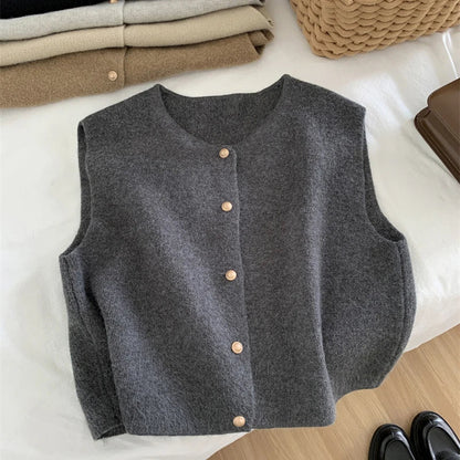 Damen Gilet Ohne Ärmel Mit Knöpfen