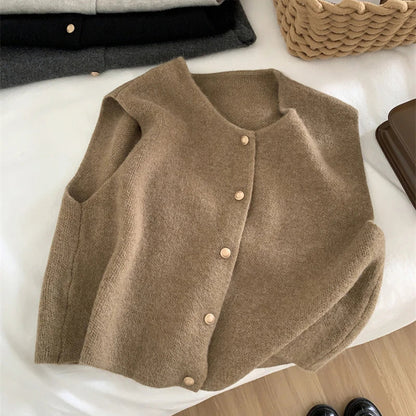 Damen Gilet Ohne Ärmel Mit Knöpfen