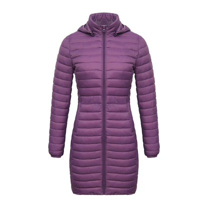 Schmale Winterjacke Reißverschluss Kapuze Baumwolle