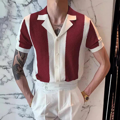 Herren Polohemd Kurzarm Streifen Design