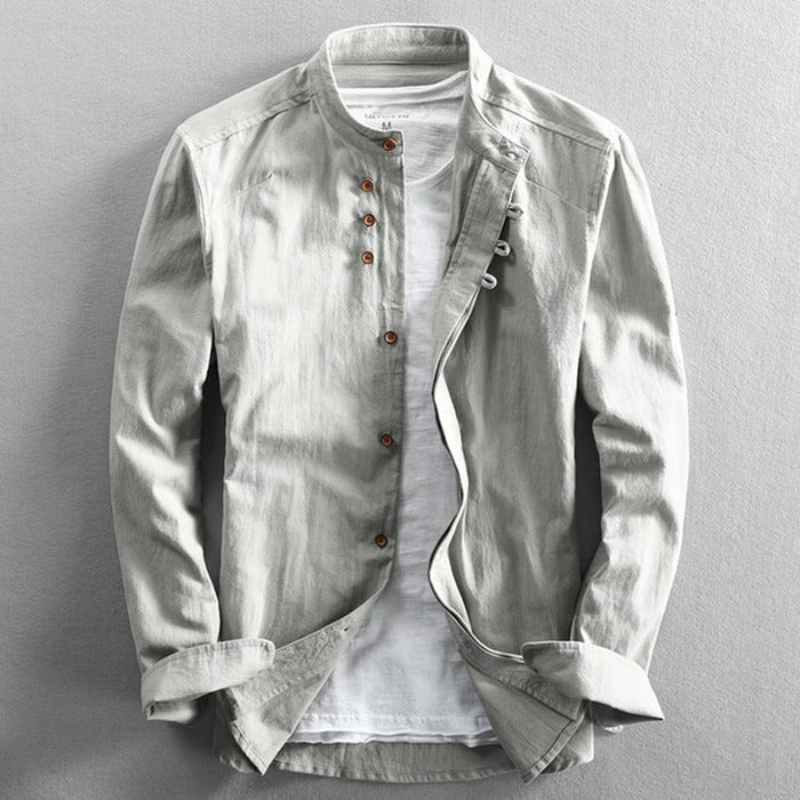 Herren Leinenhemd Langarm Elegant Baumwolle