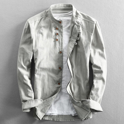 Herren Leinenhemd Langarm Elegant Baumwolle