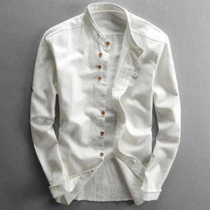 Herren Leinenhemd Langarm Elegant Baumwolle