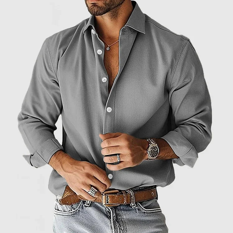 Herren Leinenhemd Langarm Elegant