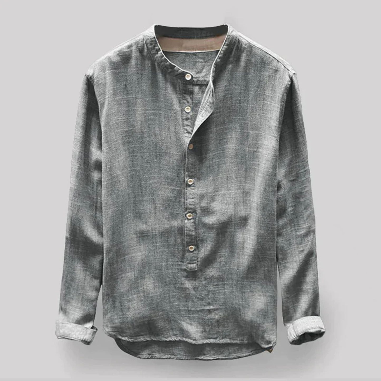 Herren Hemd Langarm Henley Style