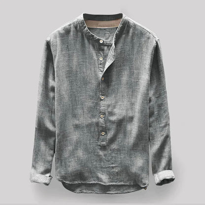 Herren Hemd Langarm Henley Style