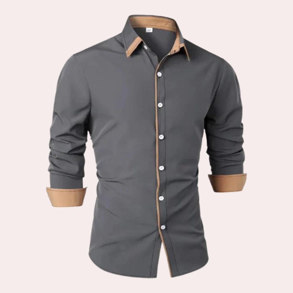 Herren Langarmhemd Mit Knöpfen Elegante Halskrause