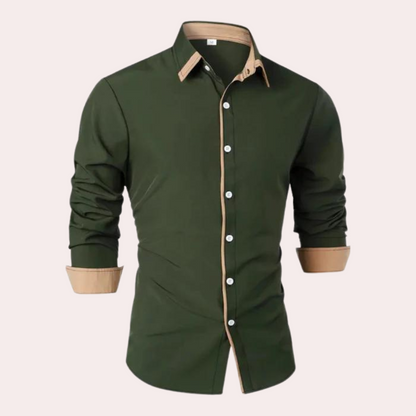 Herren Langarmhemd Mit Knöpfen Elegante Halskrause