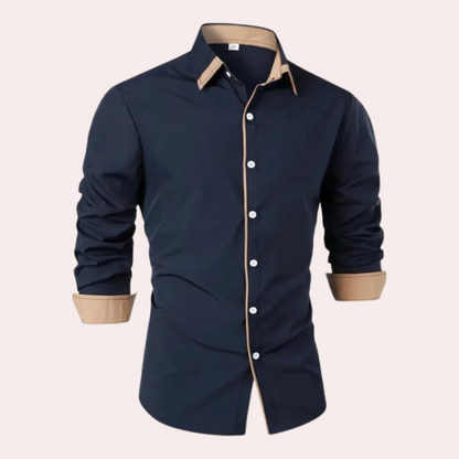 Herren Langarmhemd Mit Knöpfen Elegante Halskrause