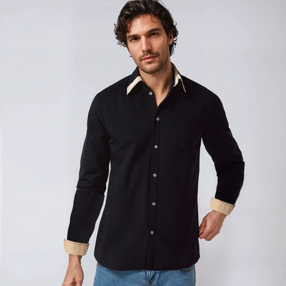 Herren Langarmhemd Mit Knöpfen Elegante Halskrause - IdealeKleiden