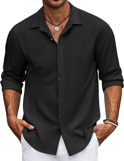 Herren Langarmhemd Locker Modern Knopfleiste
